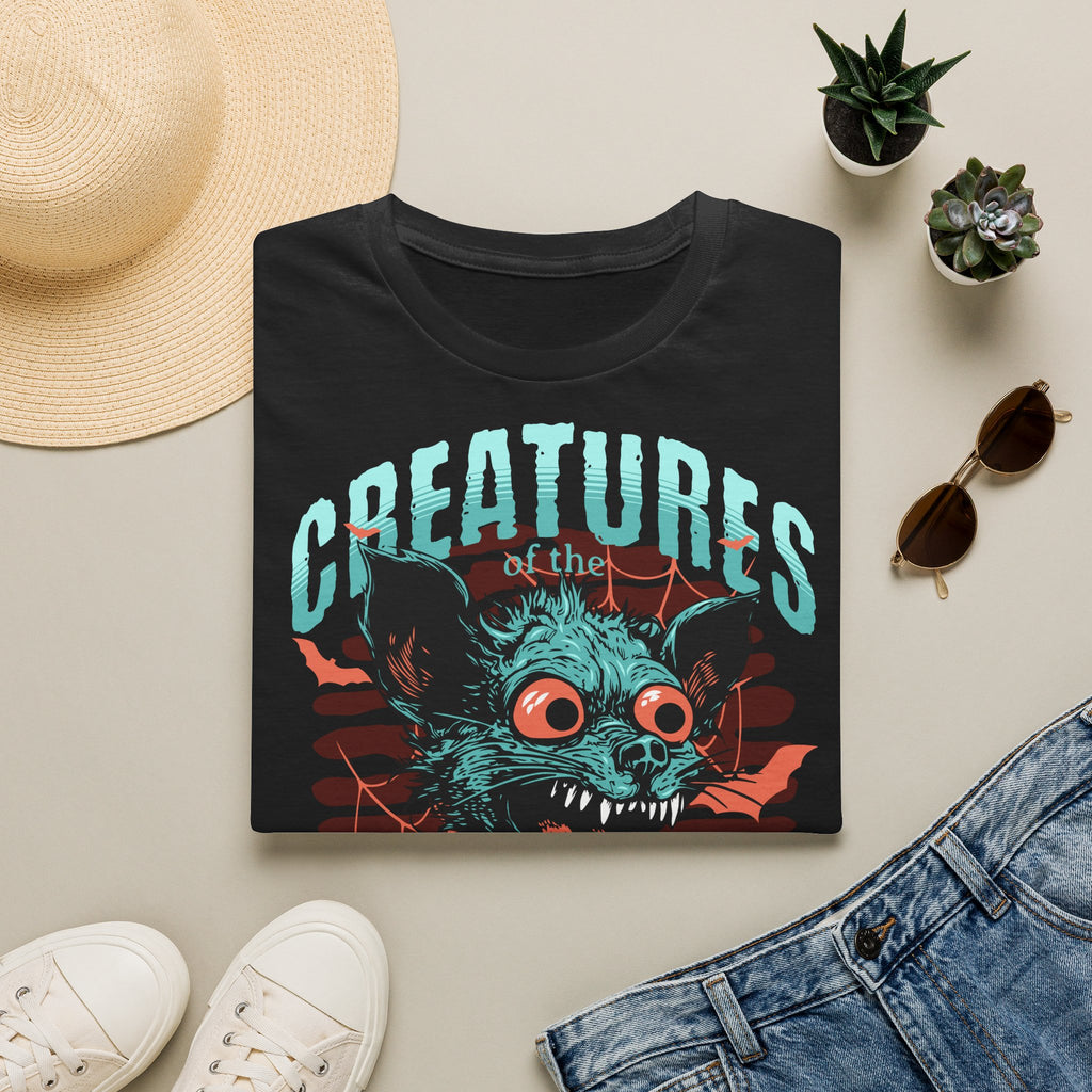 Creatures of the Night Graphic T-Shirt — Retro Horror Bat Tee