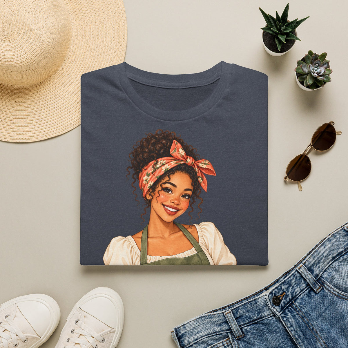 T-Shirt — Baker Girl Holding Fresh Buns Vintage Illustration
