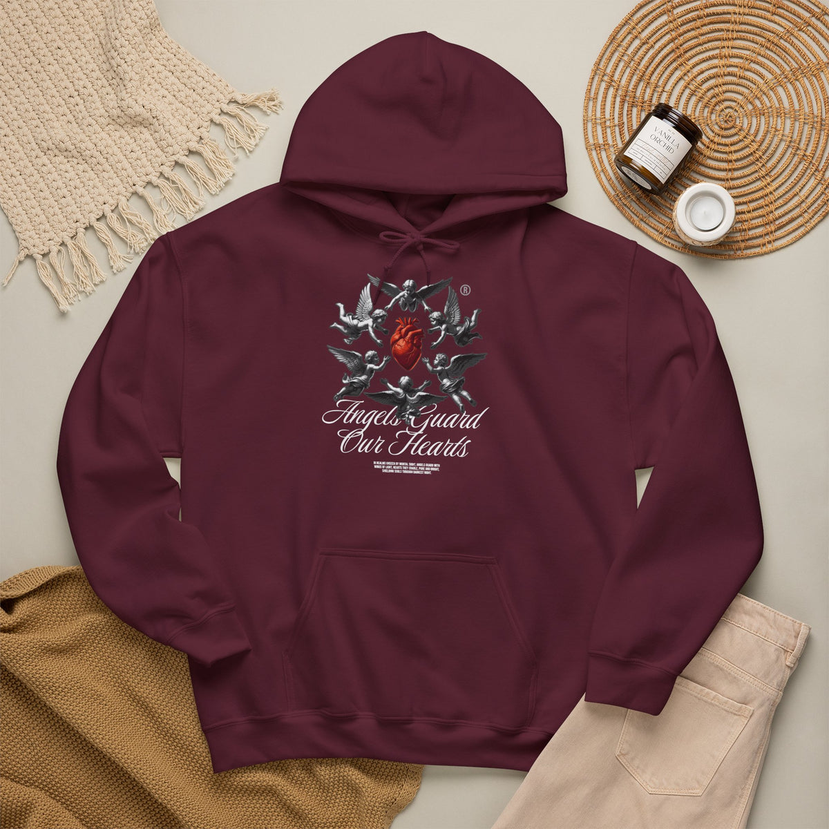 Anatomical Heart Hoodie – "Angels Guard Our Hearts" Graphic Sweatshirt