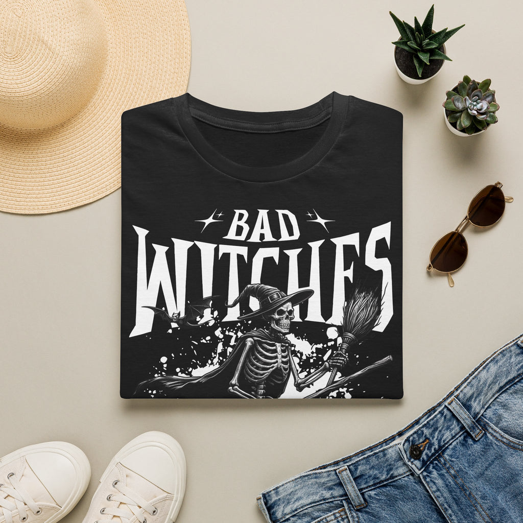 Bad Witches Skeleton T-Shirt — Halloween Witch Pumpkin Graphic Tee