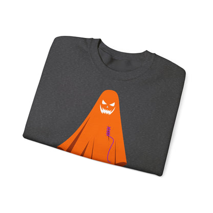 Halloween Ghost Costume Sweatshirt — Cute Spooky Ghost Holding Lollipop Crewneck
