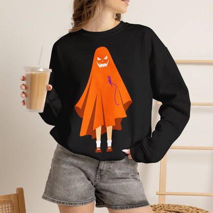 Halloween Ghost Costume Sweatshirt — Cute Spooky Ghost Holding Lollipop Crewneck