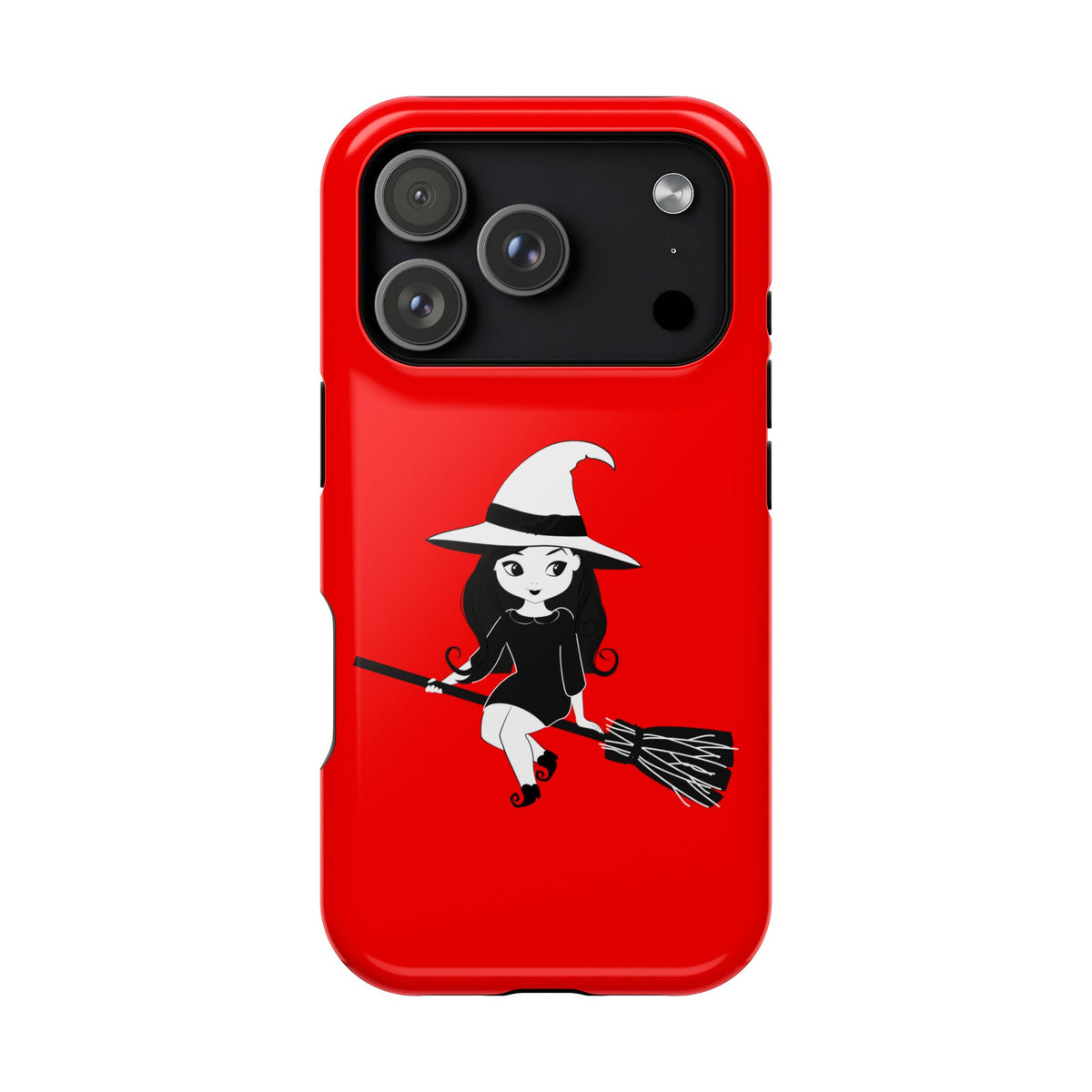 Witch on Broom Red Magnetic Impact Phone Case