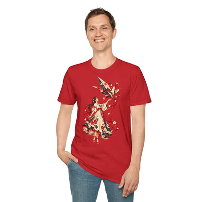 Floral Umbrella Girl T-Shirt — Whimsical Vintage Illustration Tee