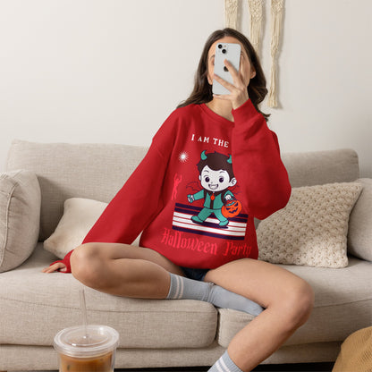 Halloween Party Sweatshirt — "I Am The Treat" Cute Devil Kid Costume Crewneck