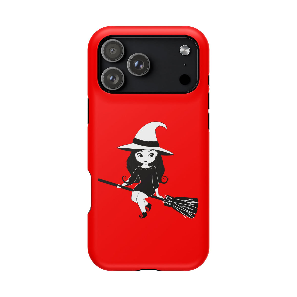 Witch on Broom Red Magnetic Impact Phone Case