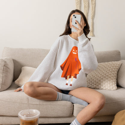 Halloween Ghost Costume Sweatshirt — Cute Spooky Ghost Holding Lollipop Crewneck