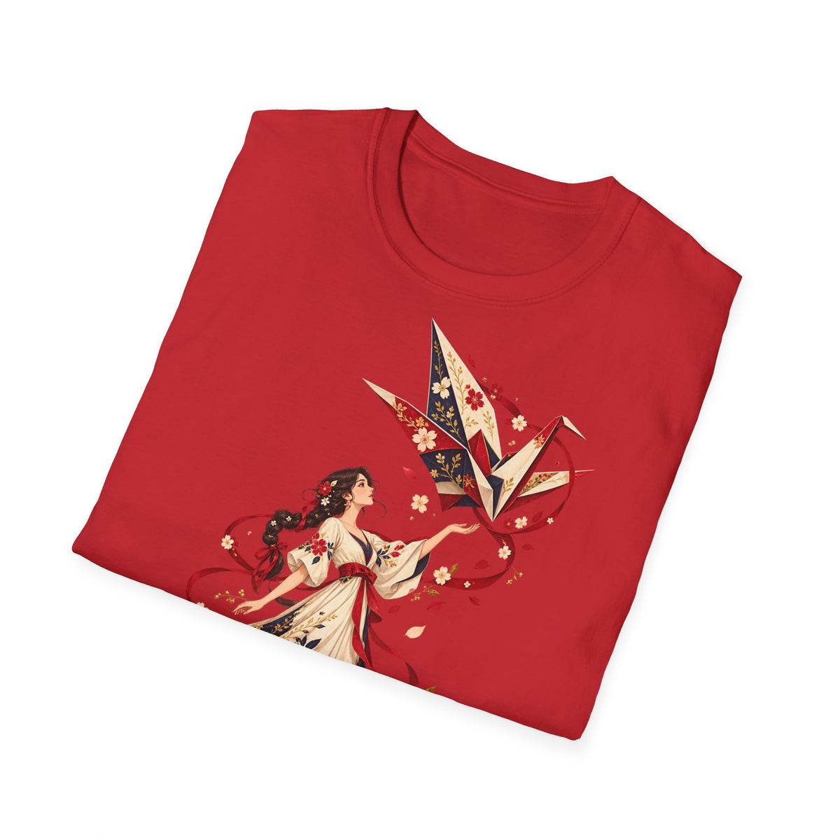 Floral Umbrella Girl T-Shirt — Whimsical Vintage Illustration Tee