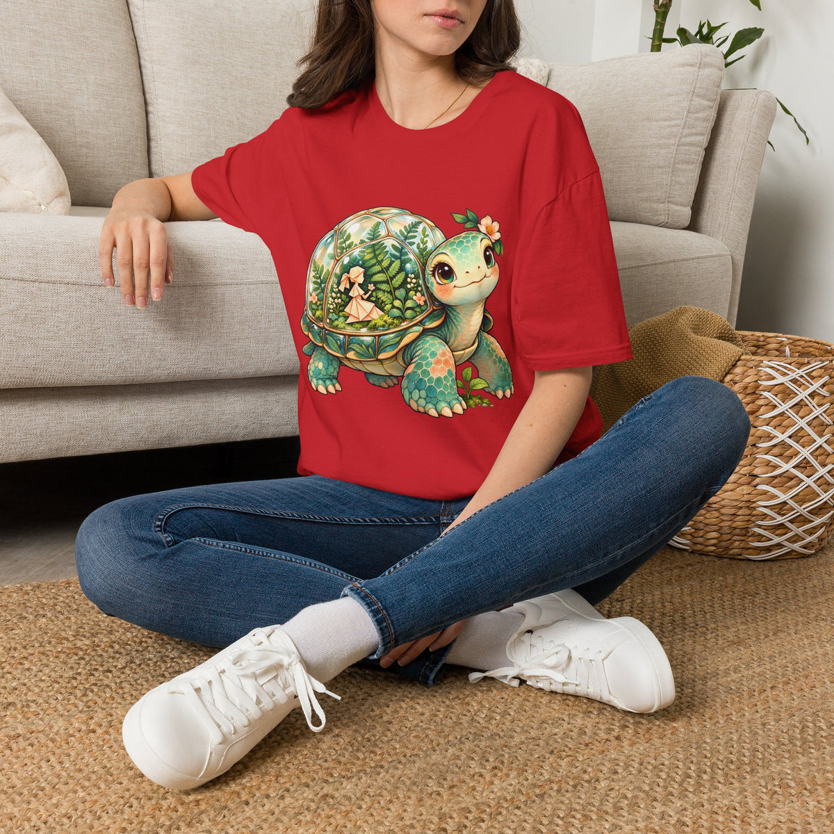Turtle Garden Tee — Cute Floral Baby Turtle Illustration T-Shirt
