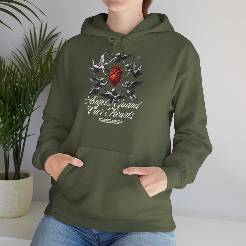 Anatomical Heart Hoodie – "Angels Guard Our Hearts" Graphic Sweatshirt