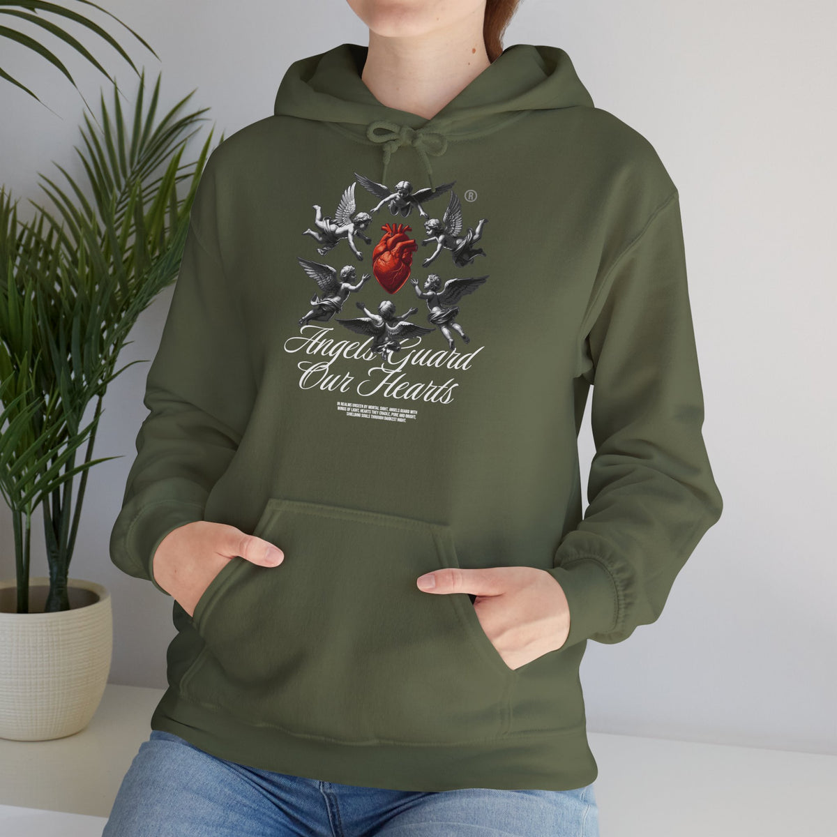 Anatomical Heart Hoodie – "Angels Guard Our Hearts" Graphic Sweatshirt
