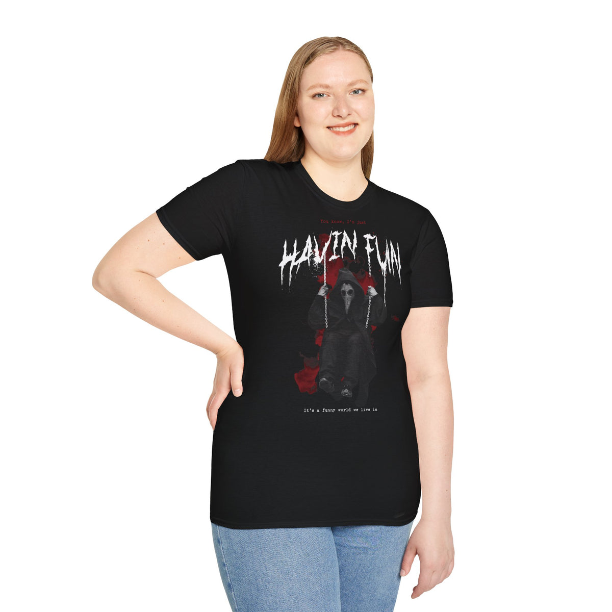 Havin' Fun Horror Grim Reaper T-Shirt — Gothic Skull & Roses Dark Tee