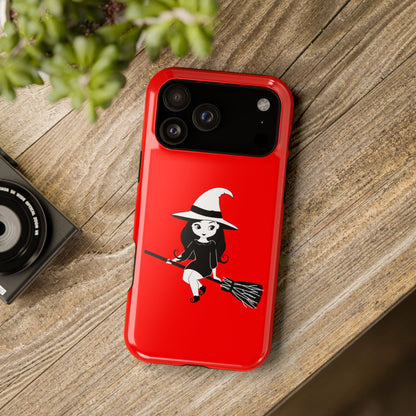 Witch on Broom Red Magnetic Impact Phone Case