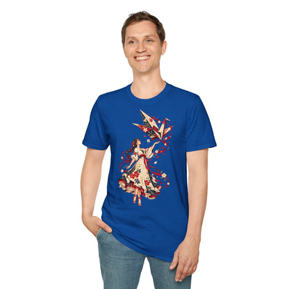 Floral Umbrella Girl T-Shirt — Whimsical Vintage Illustration Tee
