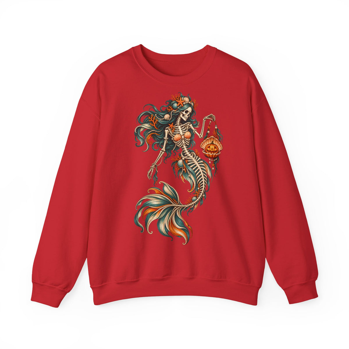Skeleton Mermaid Crewneck Sweatshirt — Gothic Halloween Mermaid Pullover