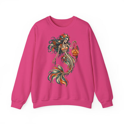 Skeleton Mermaid Crewneck Sweatshirt — Gothic Halloween Mermaid Pullover