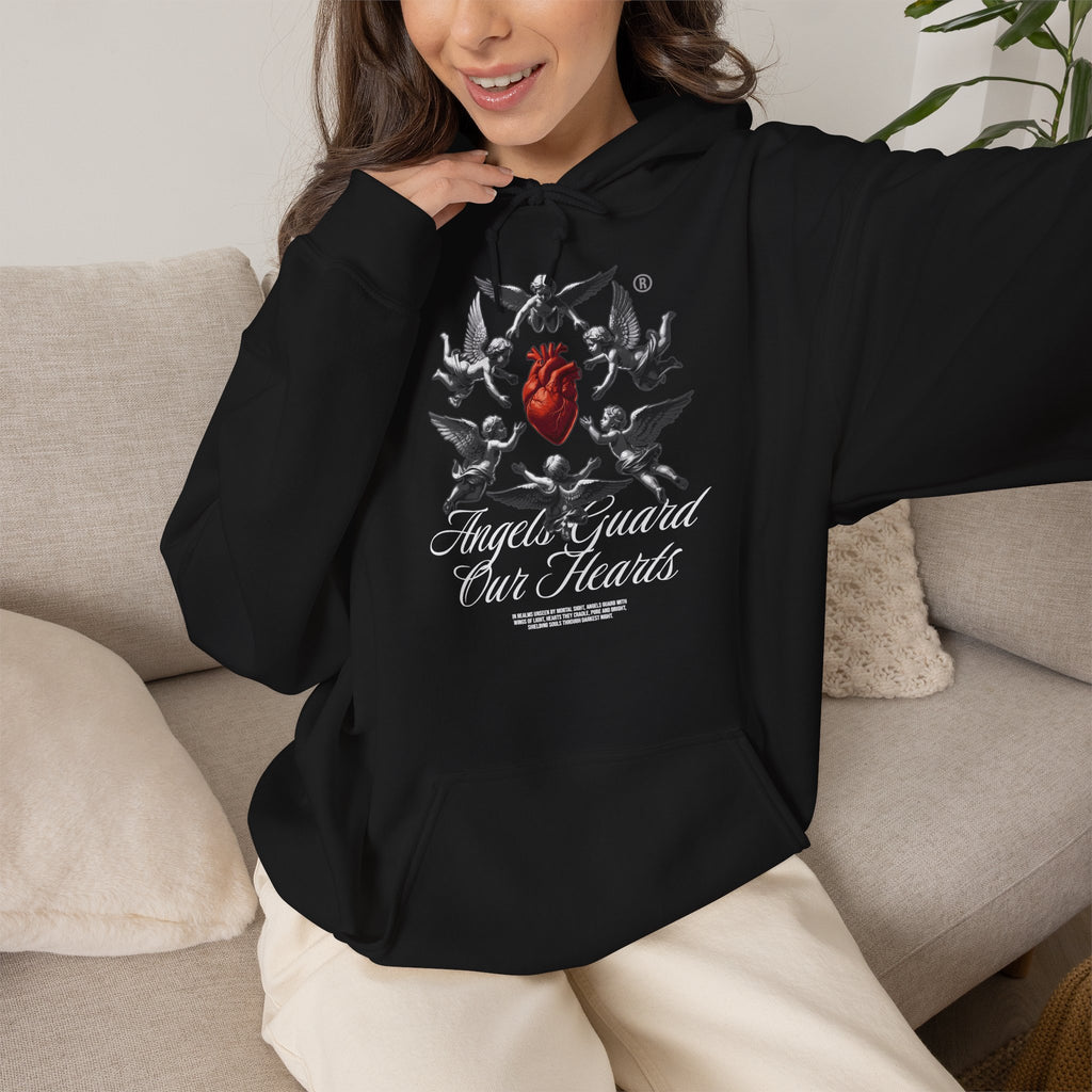 Anatomical Heart Hoodie – "Angels Guard Our Hearts" Graphic Sweatshirt