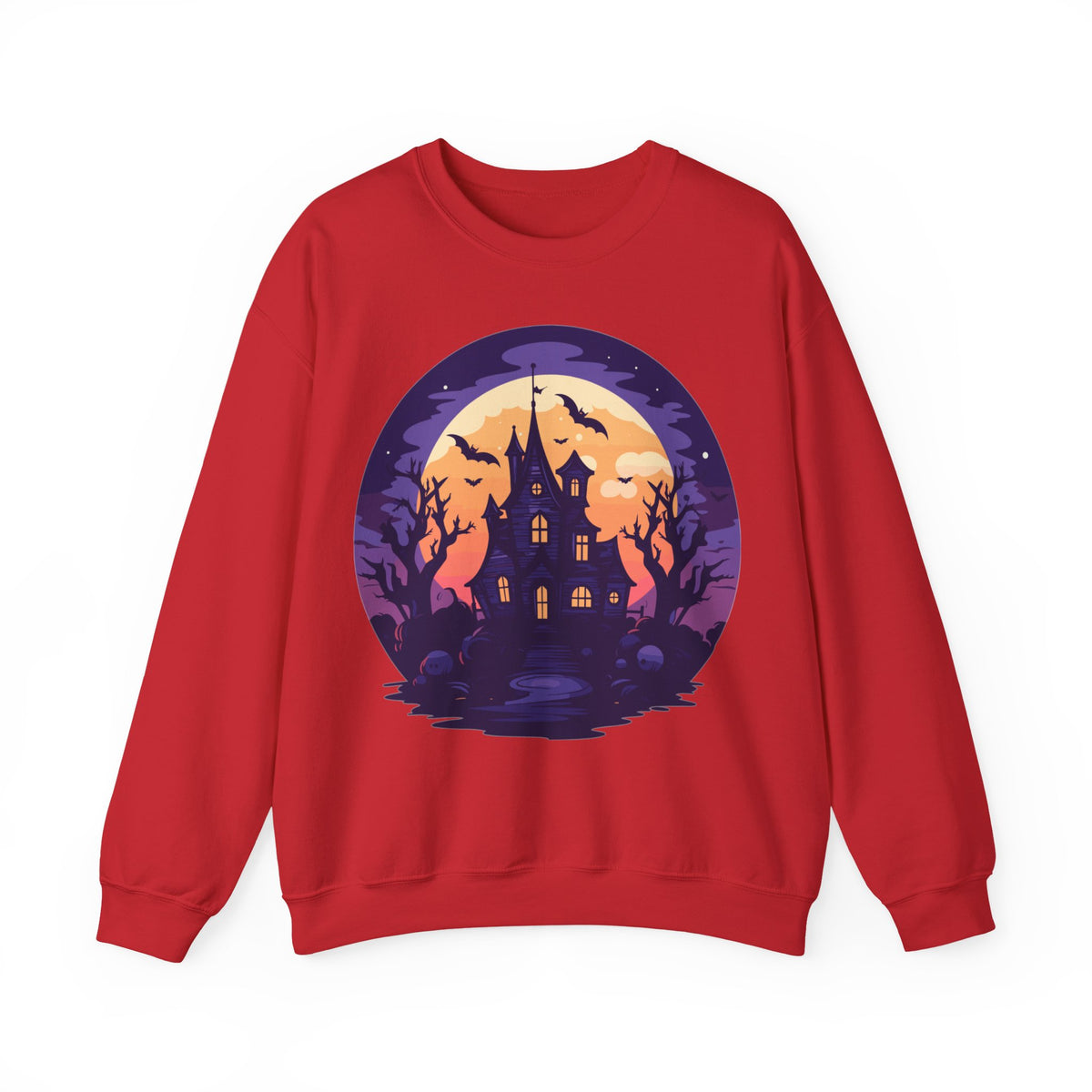Halloween Haunted House Sweatshirt — Spooky Moonlit Castle Crewneck