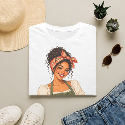 T-Shirt — Baker Girl Holding Fresh Buns Vintage Illustration