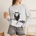 Witch on Broom Crewneck Sweatshirt — Cute Retro Halloween Witch Graphic