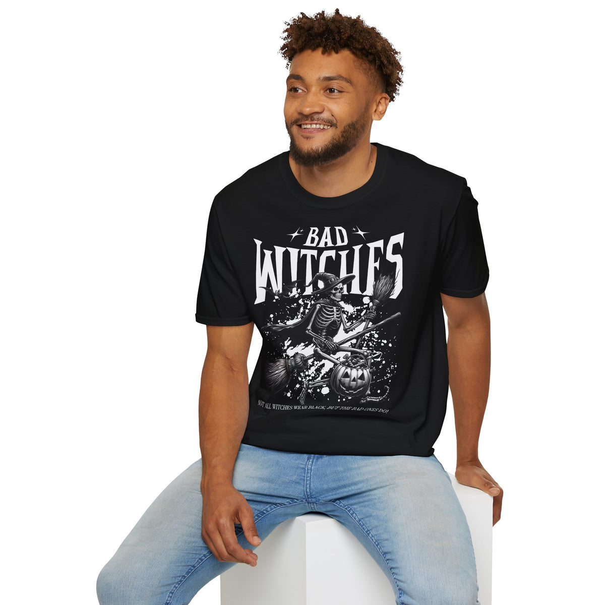 Bad Witches Skeleton T-Shirt — Halloween Witch Pumpkin Graphic Tee