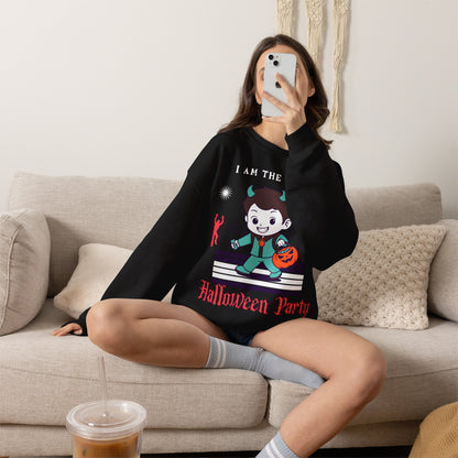 Halloween Party Sweatshirt — "I Am The Treat" Cute Devil Kid Costume Crewneck