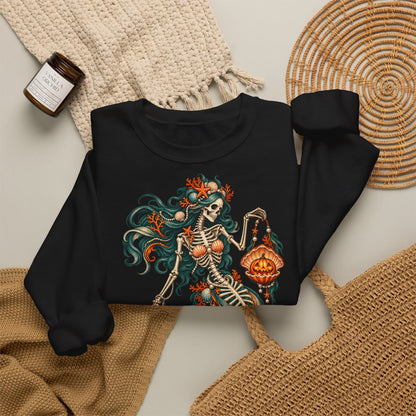 Skeleton Mermaid Crewneck Sweatshirt — Gothic Halloween Mermaid Pullover