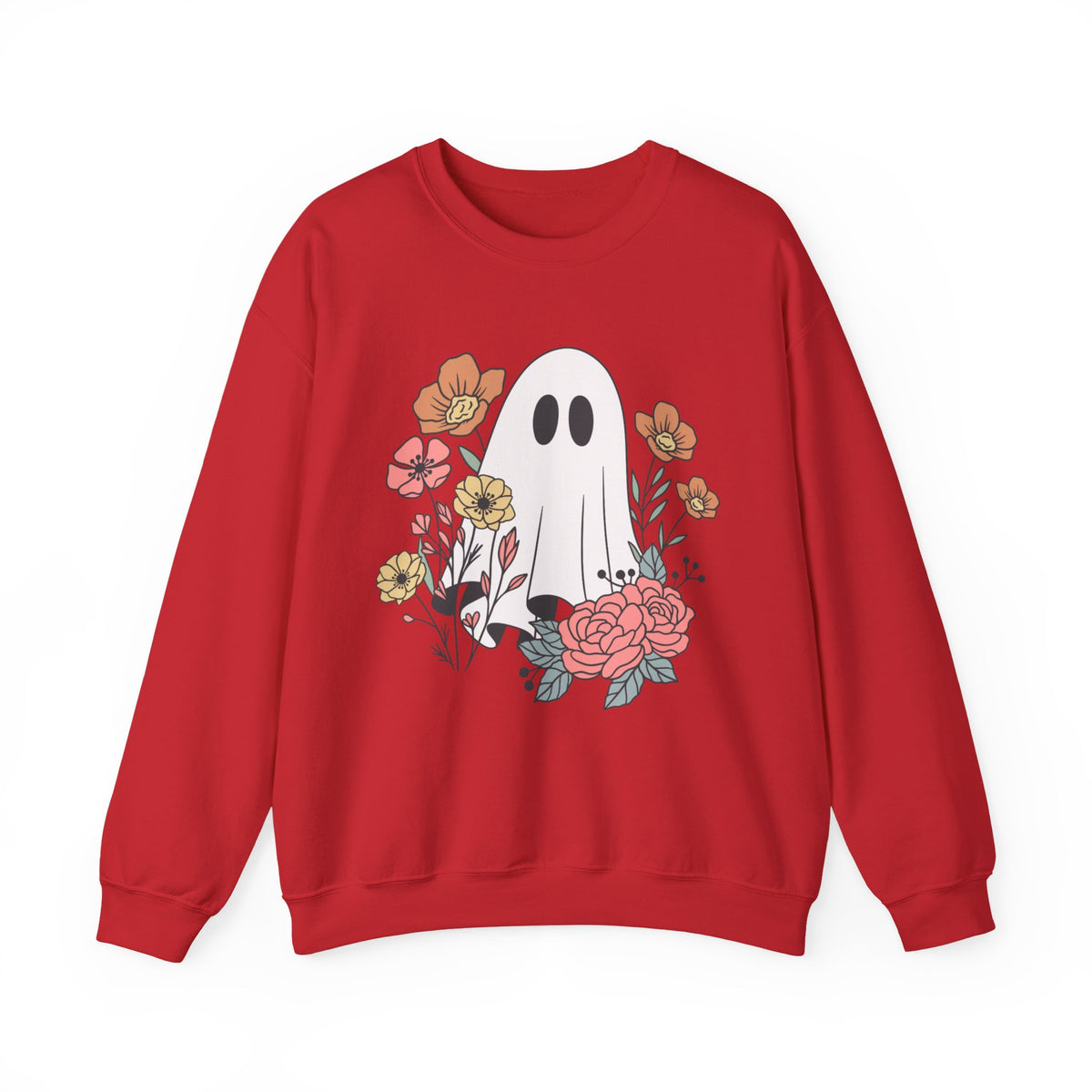 Cute Floral Ghost Sweatshirt – Halloween Crewneck Pullover