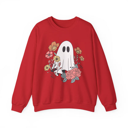 Cute Floral Ghost Sweatshirt – Halloween Crewneck Pullover