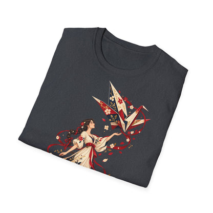Floral Umbrella Girl T-Shirt — Whimsical Vintage Illustration Tee