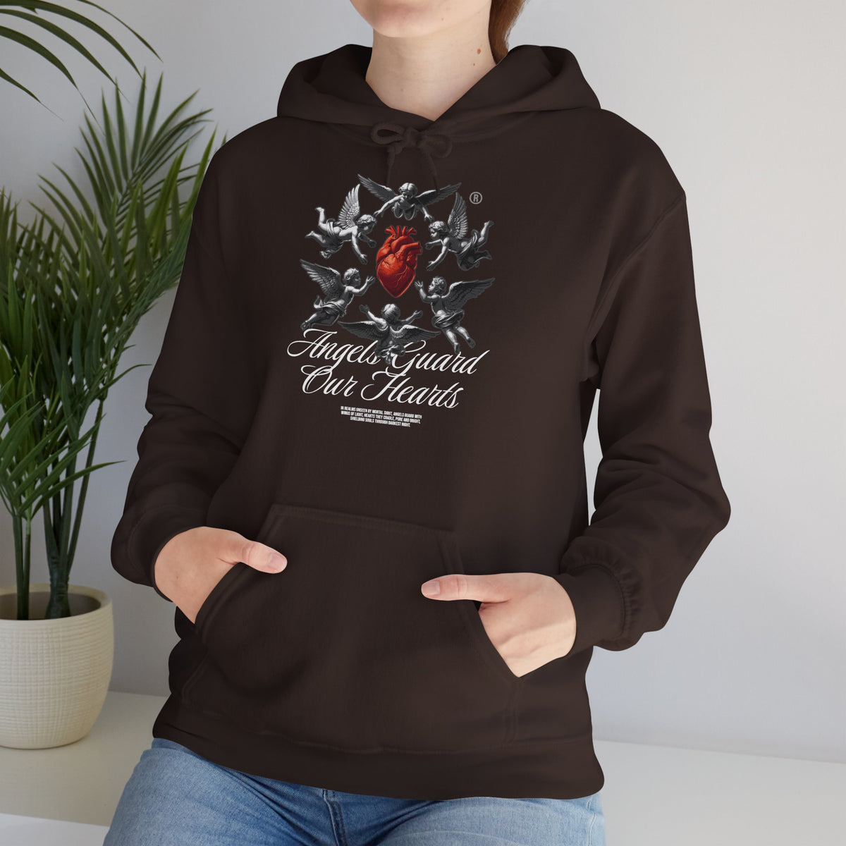 Anatomical Heart Hoodie – "Angels Guard Our Hearts" Graphic Sweatshirt