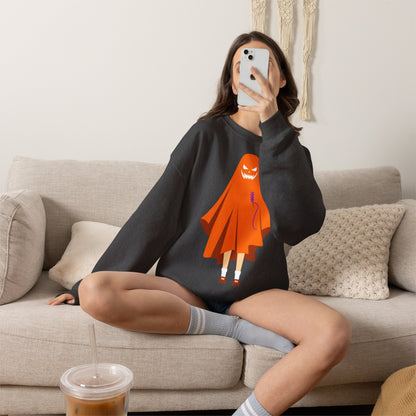Halloween Ghost Costume Sweatshirt — Cute Spooky Ghost Holding Lollipop Crewneck