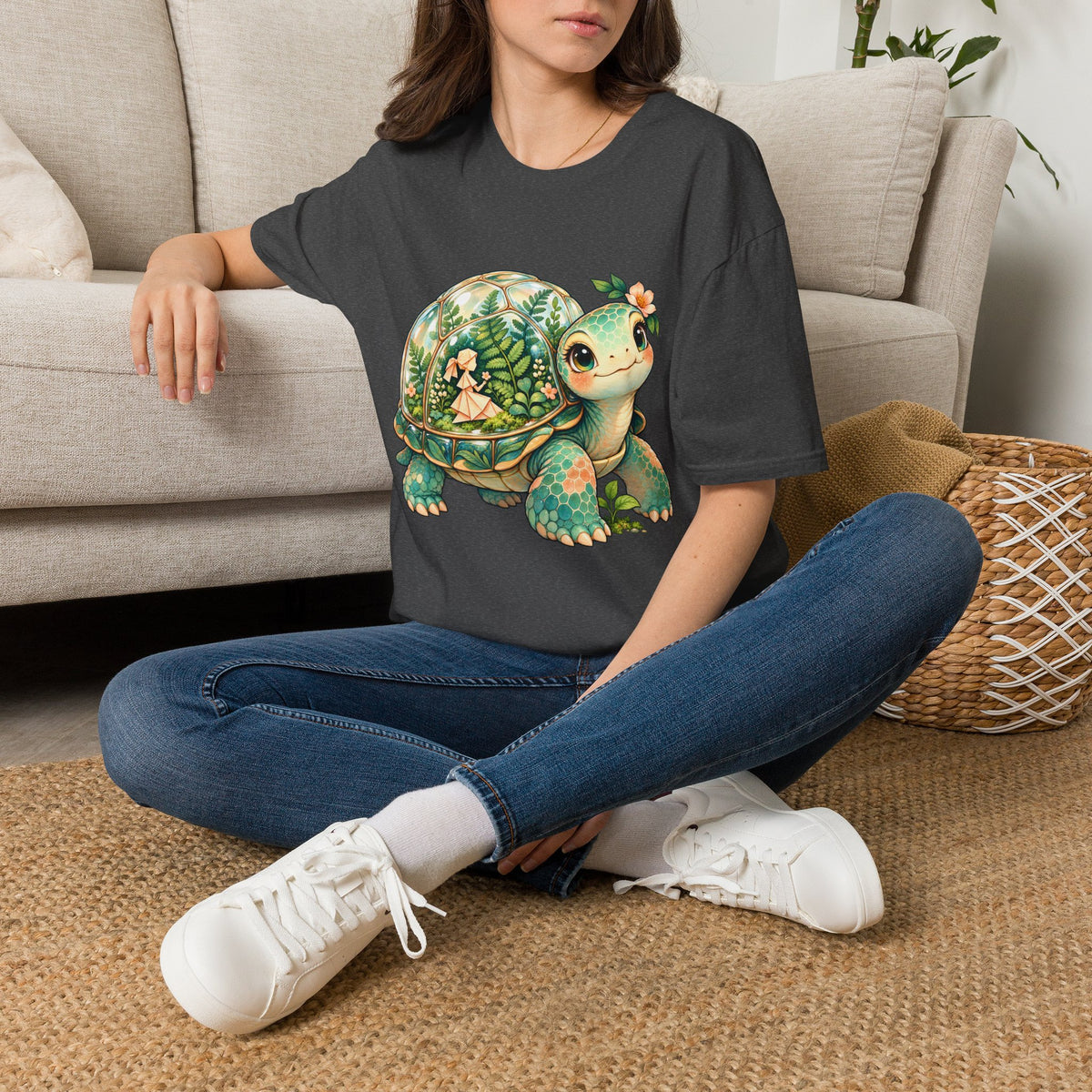 Turtle Garden Tee — Cute Floral Baby Turtle Illustration T-Shirt