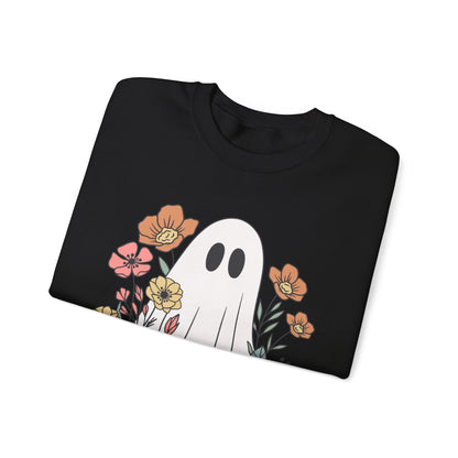 Cute Floral Ghost Sweatshirt – Halloween Crewneck Pullover