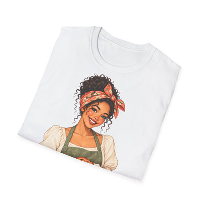 T-Shirt — Baker Girl Holding Fresh Buns Vintage Illustration