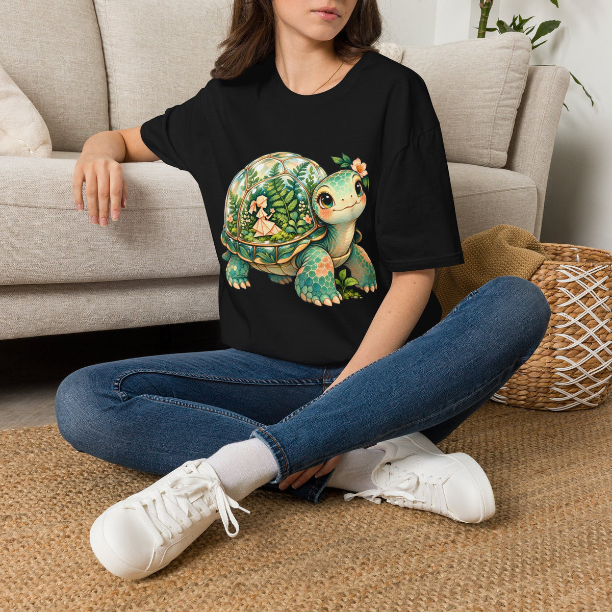 Turtle Garden Tee — Cute Floral Baby Turtle Illustration T-Shirt