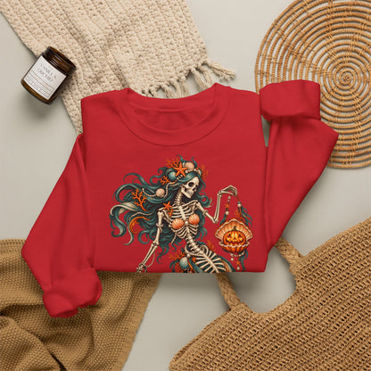Skeleton Mermaid Crewneck Sweatshirt — Gothic Halloween Mermaid Pullover