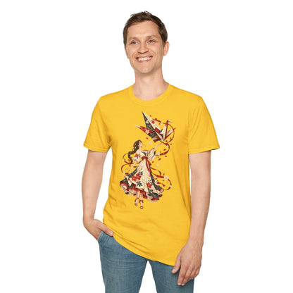 Floral Umbrella Girl T-Shirt — Whimsical Vintage Illustration Tee