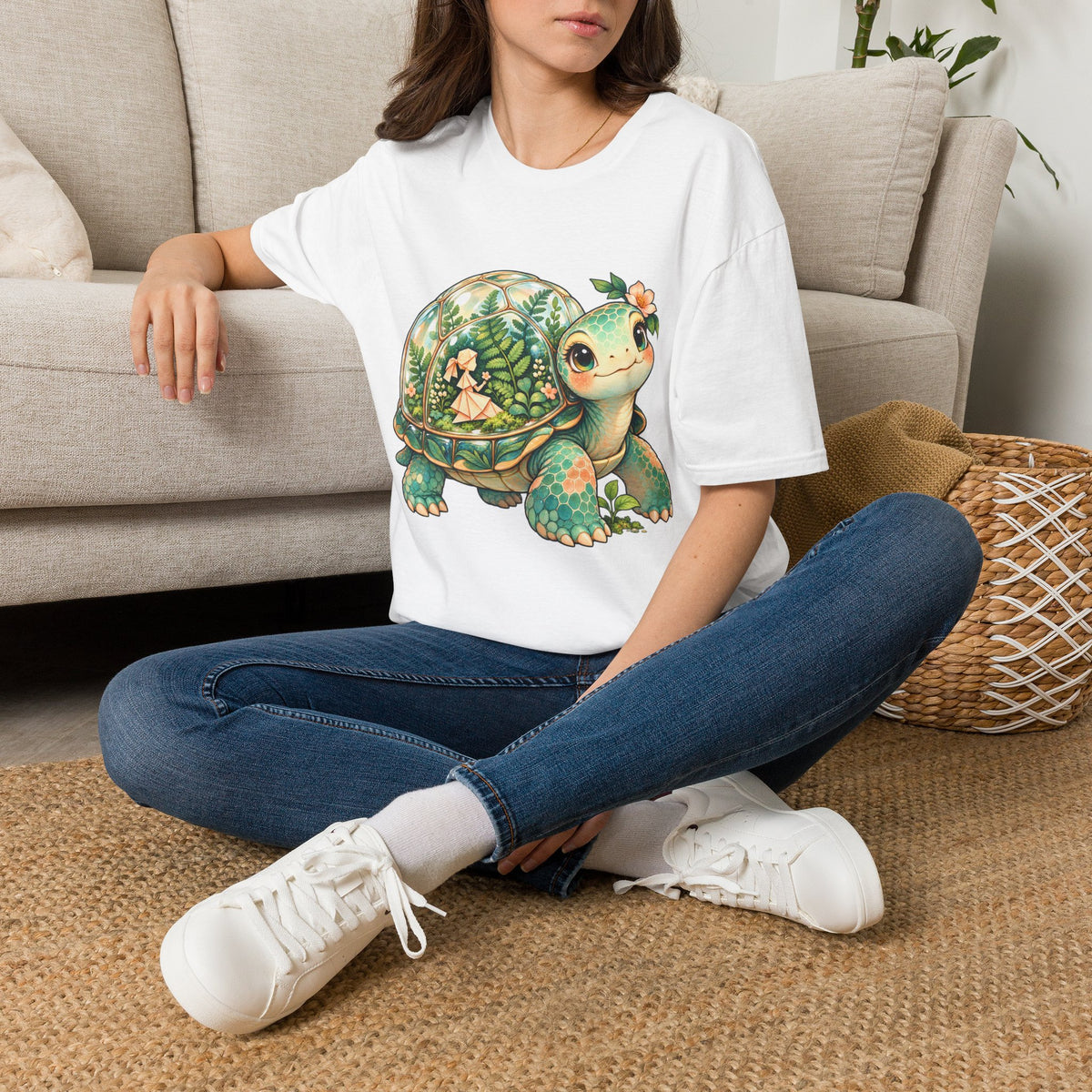 Turtle Garden Tee — Cute Floral Baby Turtle Illustration T-Shirt
