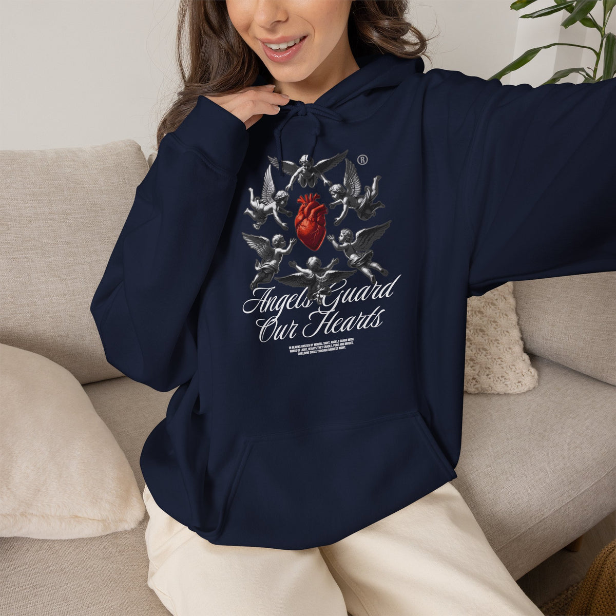 Anatomical Heart Hoodie – "Angels Guard Our Hearts" Graphic Sweatshirt