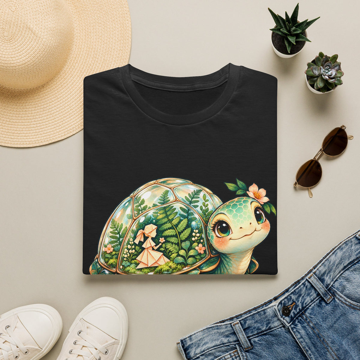 Turtle Garden Tee — Cute Floral Baby Turtle Illustration T-Shirt