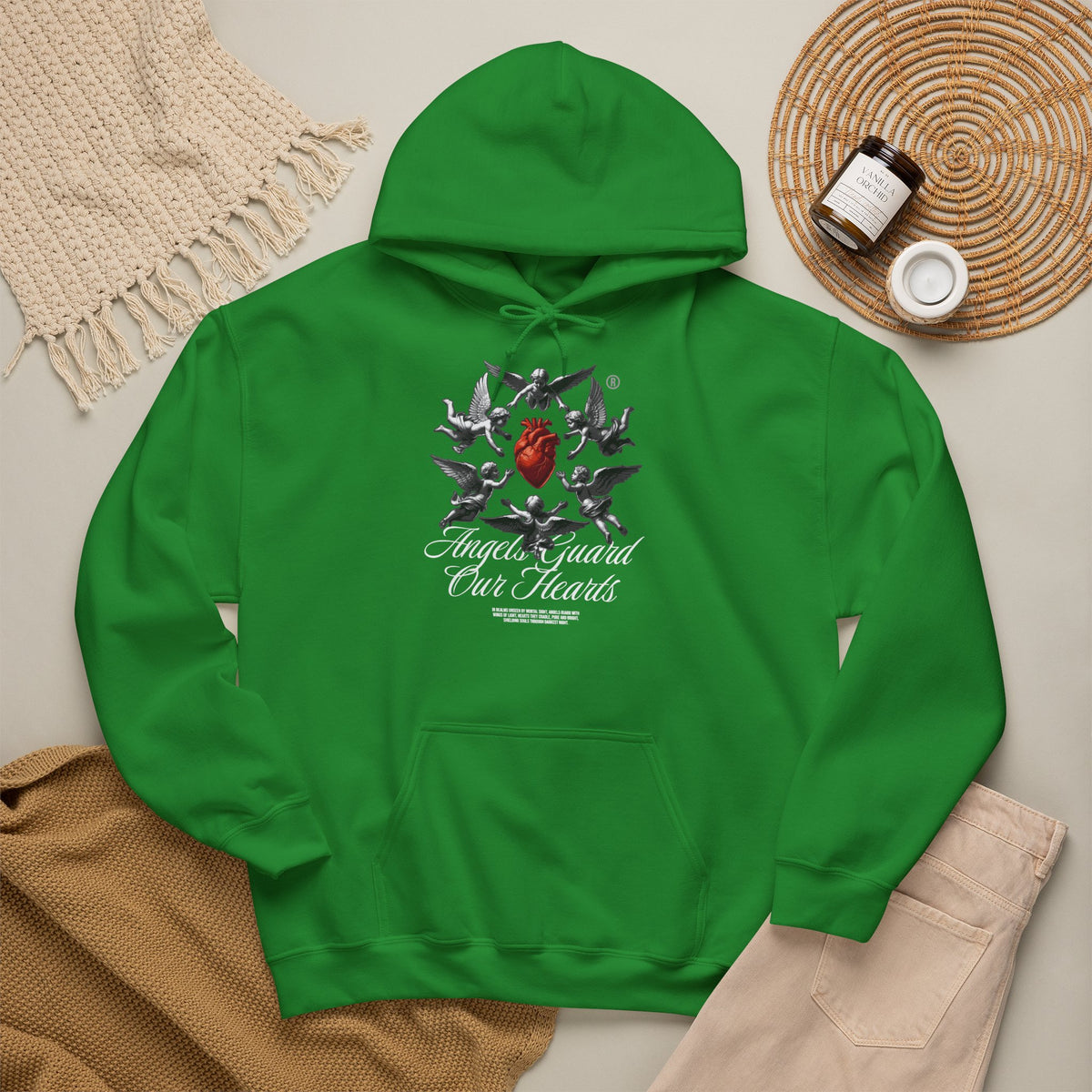 Anatomical Heart Hoodie – "Angels Guard Our Hearts" Graphic Sweatshirt