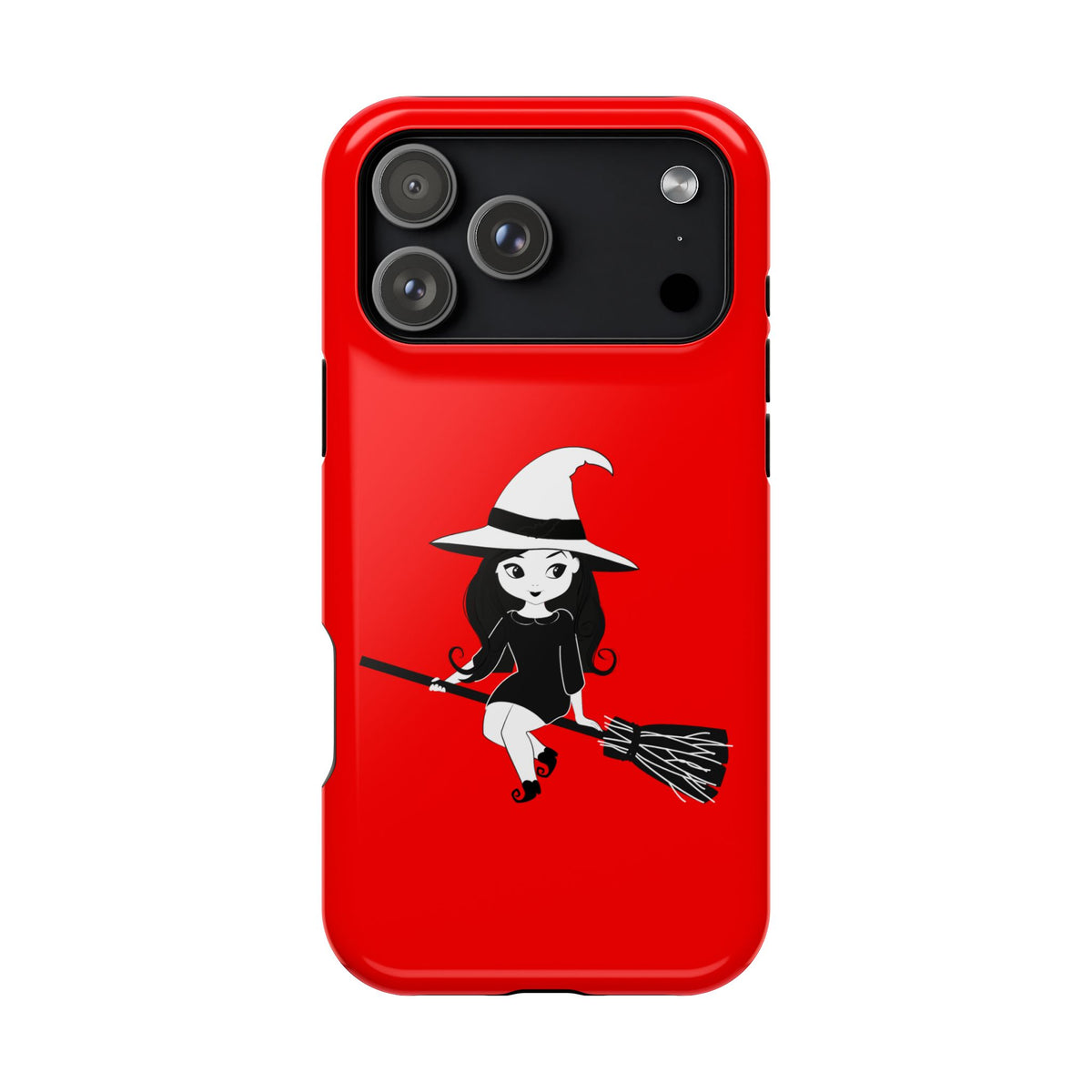 Witch on Broom Red Magnetic Impact Phone Case