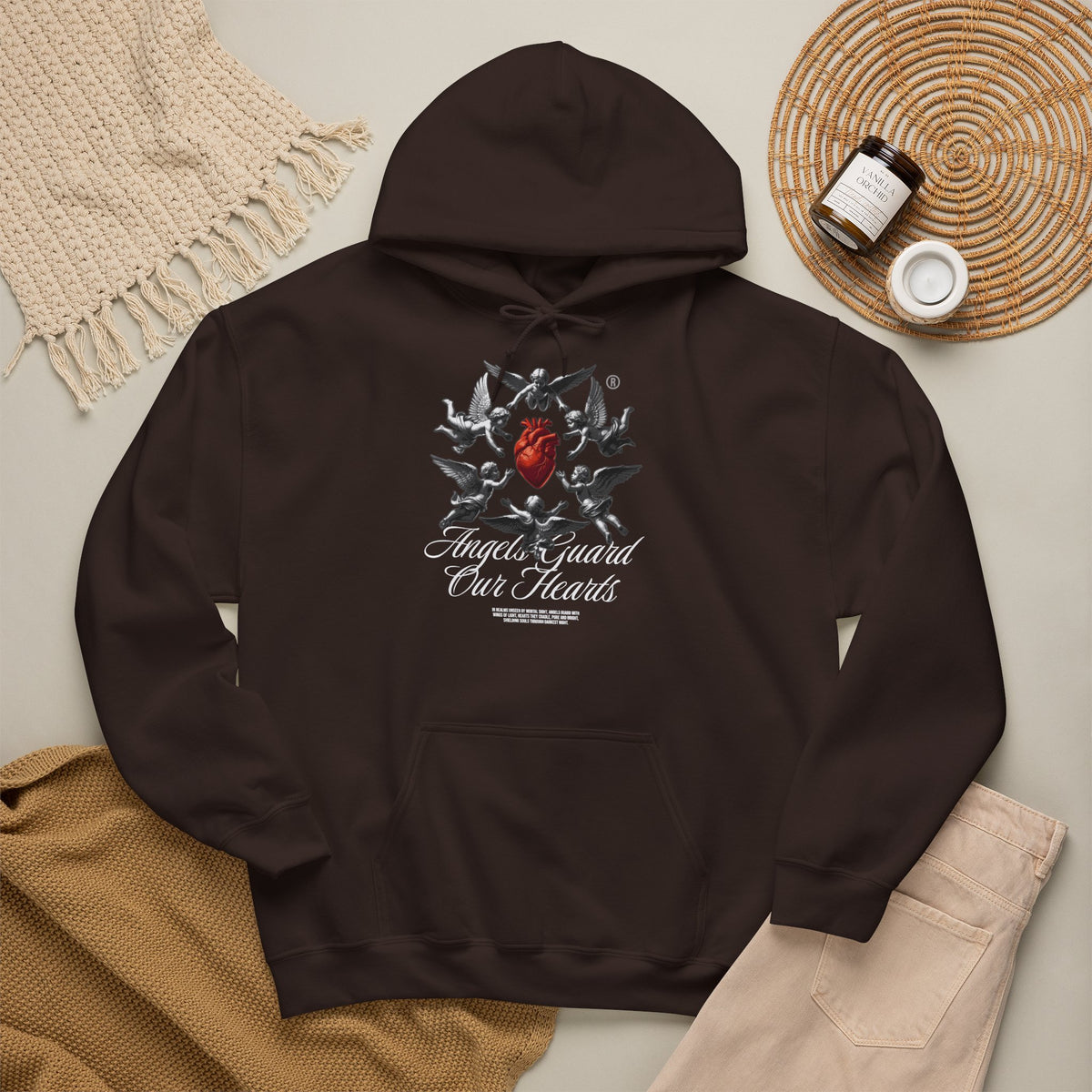 Anatomical Heart Hoodie – "Angels Guard Our Hearts" Graphic Sweatshirt