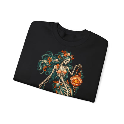 Skeleton Mermaid Crewneck Sweatshirt — Gothic Halloween Mermaid Pullover