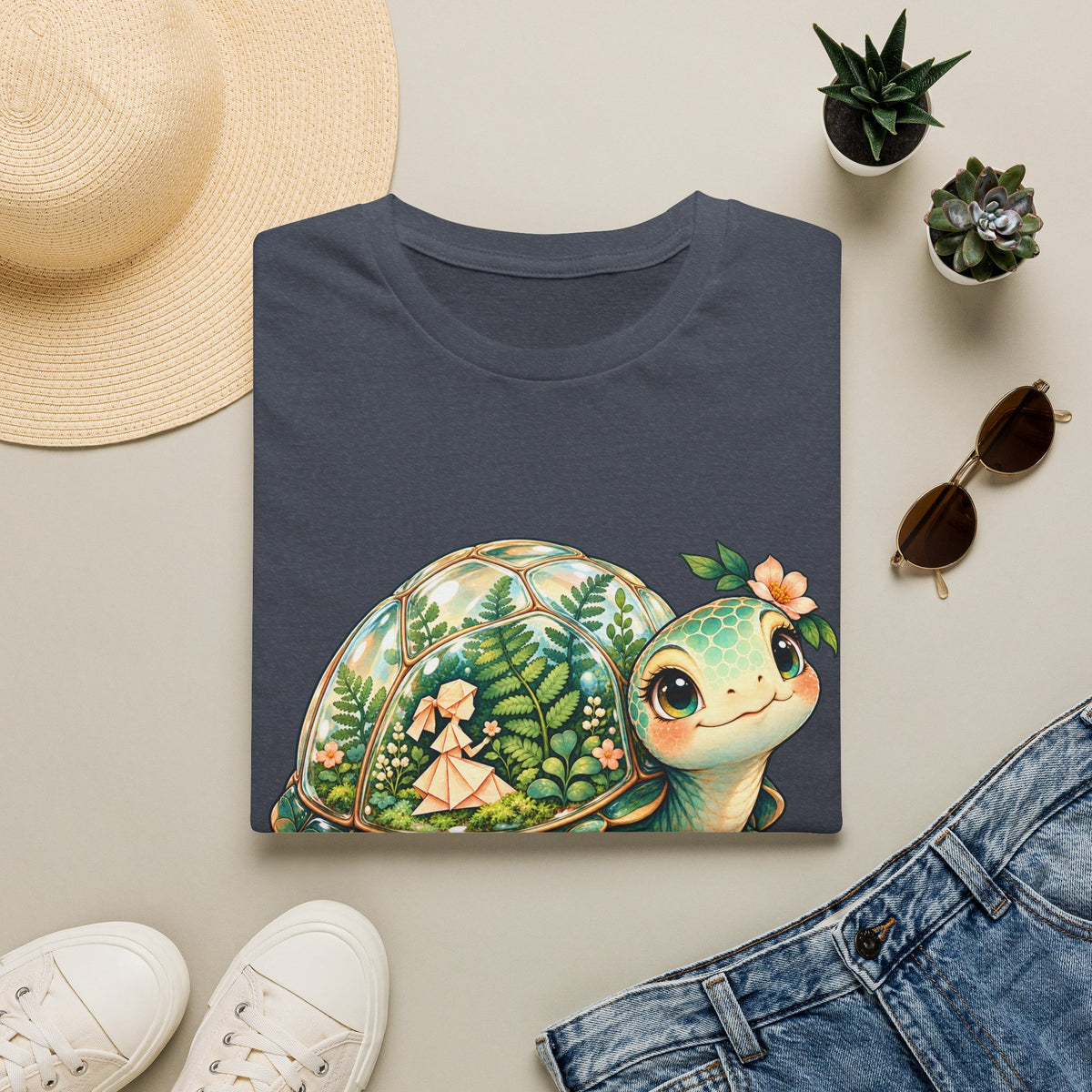 Turtle Garden Tee — Cute Floral Baby Turtle Illustration T-Shirt