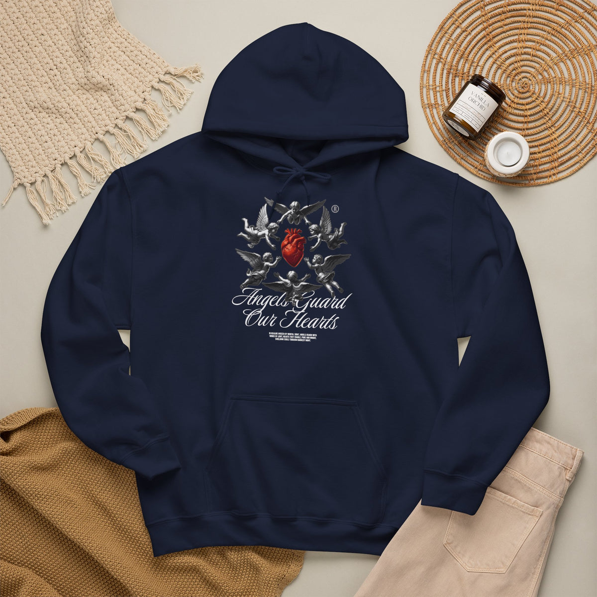 Anatomical Heart Hoodie – "Angels Guard Our Hearts" Graphic Sweatshirt