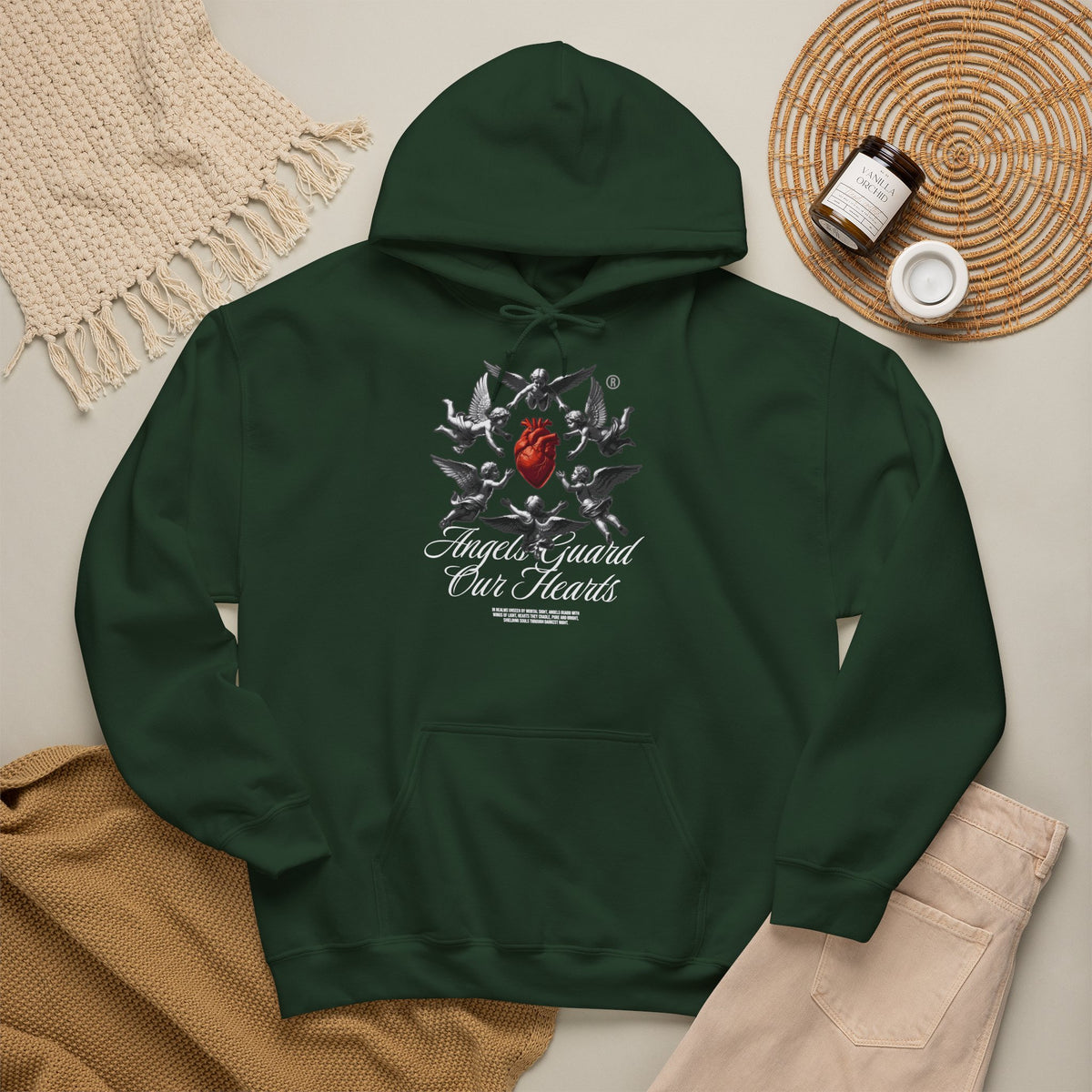 Anatomical Heart Hoodie – "Angels Guard Our Hearts" Graphic Sweatshirt