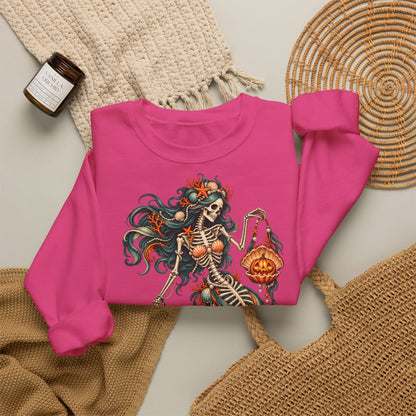 Skeleton Mermaid Crewneck Sweatshirt — Gothic Halloween Mermaid Pullover