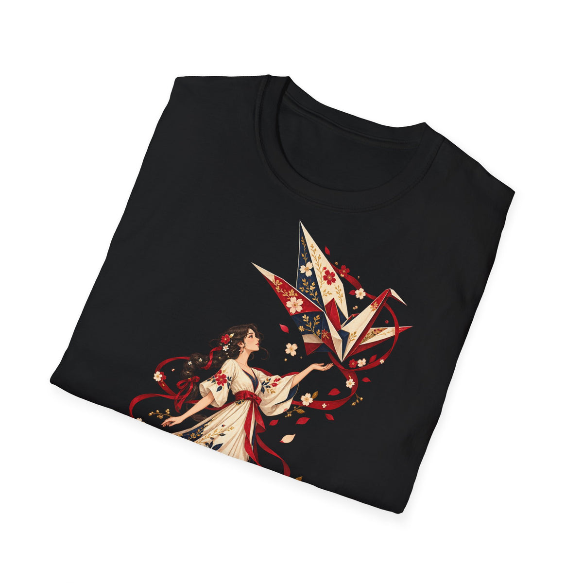 Floral Umbrella Girl T-Shirt — Whimsical Vintage Illustration Tee
